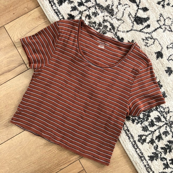 AE striped short sleeve crop top XL - Picture 2 of 7